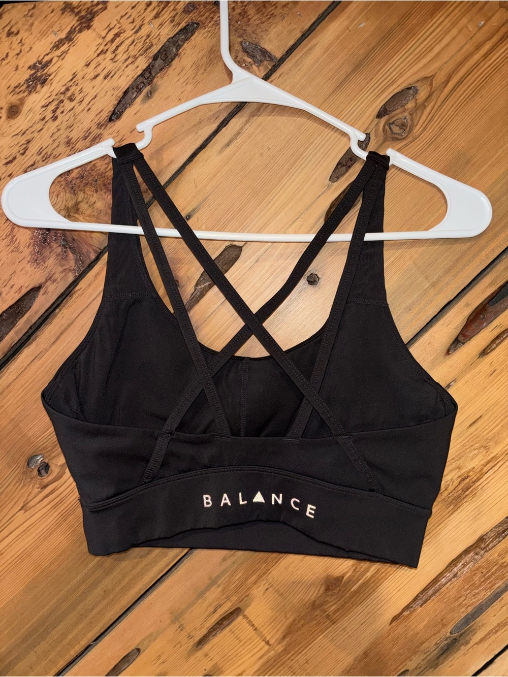 Vitality Balance Strappy Black Sports Bra — Cross-Back Support